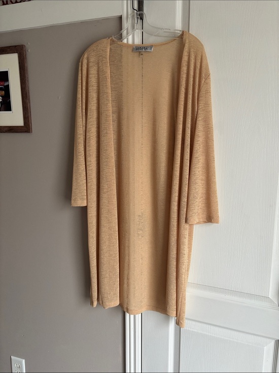 Kasper Sweaters - Kasper Open-Front Lightweight Cardigan in Light Beige